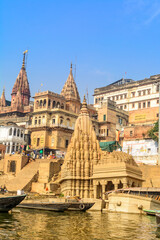 Fototapeta na wymiar Morning view at holy ghats of Varanasi, India