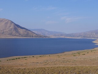 Wide shot of Lake Isabella, located in the southern Sierra Nevada, in Kern County, California