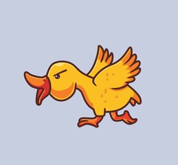 cute yellow duck attacking. isolated cartoon animal nature illustration. Flat Style suitable for Sticker Icon Design Premium Logo vector. Mascot Character