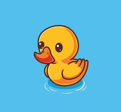 cute yellow duck swim. isolated cartoon animal nature illustration. Flat Style suitable for Sticker Icon Design Premium Logo vector. Mascot Character