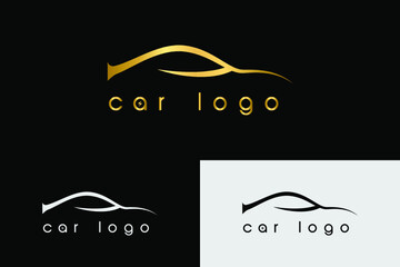 
Car logo and lightning icon is gold on black background and several other color options. Suitable for sports car logos, car repair shops, and car wash