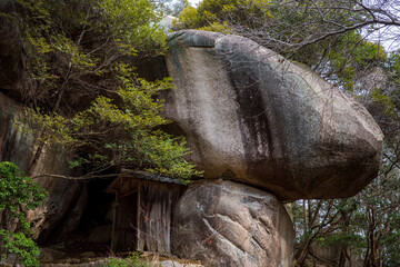 日本の岡山県総社市の鬼ノ城の風景