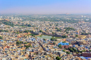 Fototapeta na wymiar View of Blue city Jodhpur from Mehrangarh Fort, Jodhpur, Rajasthan, India . 