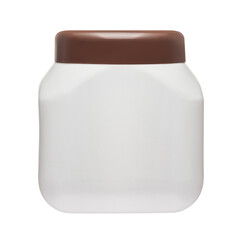 Cosmetic bottles with lid isolated on white background. Bottle with hand sanitizer. Antimicrobial liquid gel. Hand hygiene. Shampoo bottle. Medicine bottle. Liquid soap.