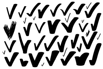 Sketched Check Marks, Tick Symbols, Checkmark Signs