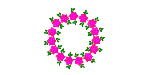 circle flowers border frame