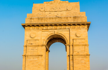 View of India Gate in New Delhi at evening.