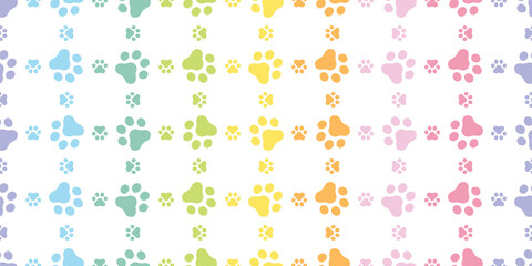 dog paw seamless pattern cat footprint rainbow color french bulldog icon vector puppy kitten cartoon doodle isolated repeat wallpaper tile background illustration design clip art