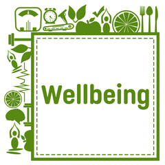 Wellbeing Green Health Concept Symbols Frame Corners 