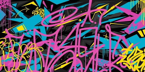 Tuinposter Modern Flat Colorful Abstract Graffiti Style Vector Illustration Background Template © Anton Kustsinski