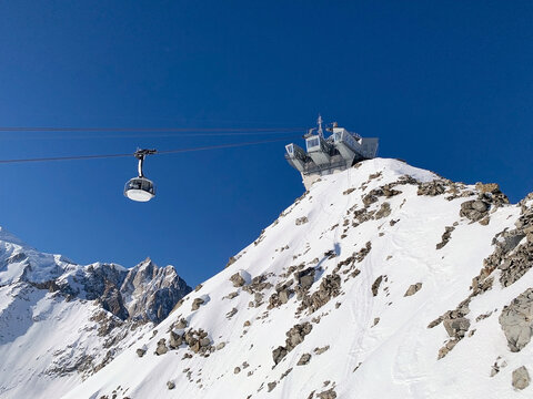 Pointe Helbronner station along the Skyway Monte Bianco, Courmayeur town, Italy