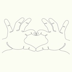 two hands a heart in one line