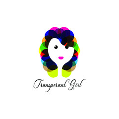 Girl with colorful hair and white background vector logo template