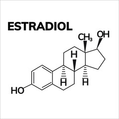 Estradiol chemical structure, female sex hormone - obrazy, fototapety, plakaty