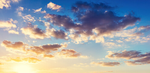 Naklejka na ściany i meble Sunset sky with clouds panorama