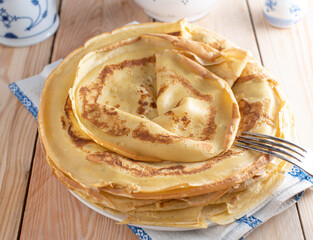 Stack of thin pancakes