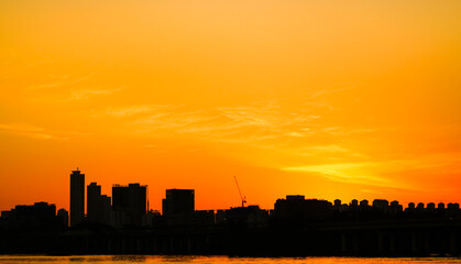 Obraz na płótnie Canvas Sunset Skyline of Seoul, South Korea