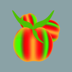 Tomato on white background. Tomatoes top view, side view.