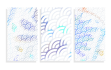 watercolor floral cut out japanese wave vector background set
