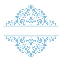 Fototapeta na wymiar Vintage blue element. Graphic vector design. Damask graphic ornament