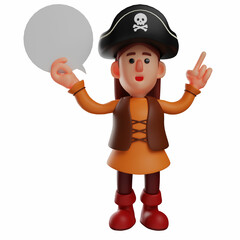 3D Pirate Cartoon Illustration with a shocking expression