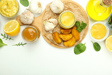 Concept of tasty food with sauce, space for text