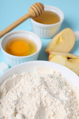 Concept of cooking cake or pie, close up