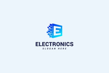 Letter E technological logo