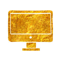 Hand drawn gold foil texture icon Desktop computer