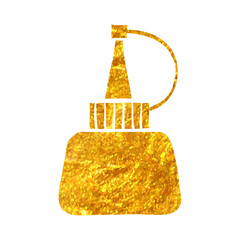 Fototapeta na wymiar Hand drawn gold foil texture icon Ketchup bottle