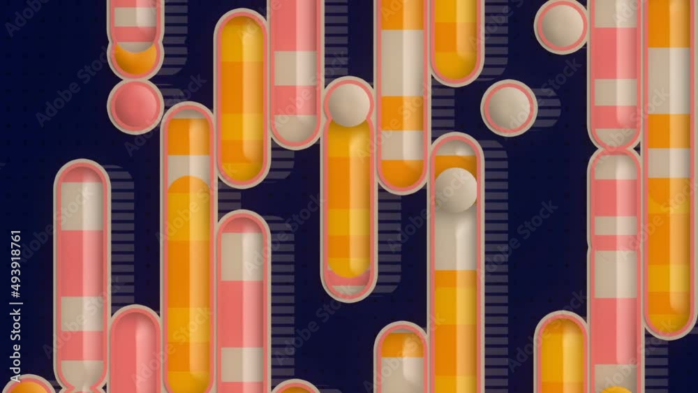 Poster Contemporary 3d rendering geometric movement pattern loop animation HD