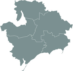 Gray flat blank vector map of raion areas of the  Ukrainian administrative area of ZAPORIZHIA OBLAST, UKRAINE with white  border lines of its raions