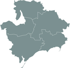 Obraz premium Gray flat blank vector map of raion areas of the Ukrainian administrative area of ZAPORIZHIA OBLAST, UKRAINE with white border lines of its raions