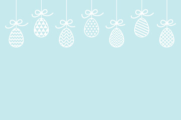 Hanging Easter eggs. Greeting card design. Vector
