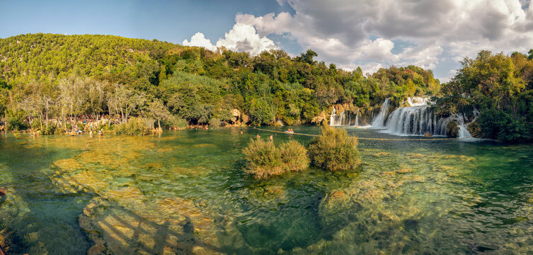 Beautiful view of Skradinski Buk waterfall, Krka National Park, Sibenik-Knin, Croatia