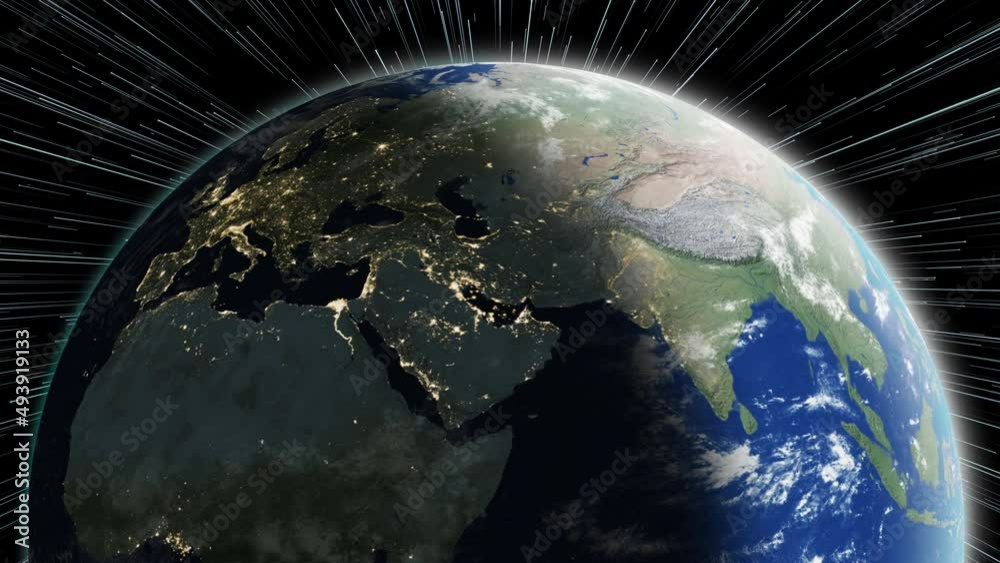 Sticker planet earth rotation - computer generated animation. night to day change. realistic world globe mov