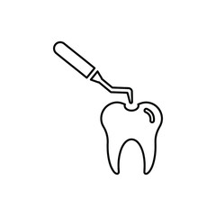 Defect, treatment tooth outline icon. Line vector design.