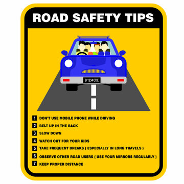 ROAD SAFETY TIPS, SIGN OR POSTER VECTOR