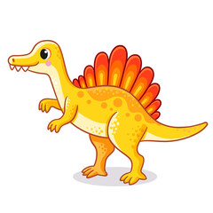 Vector illustration with spinosaurus. cute dinosaur in cartoon style.