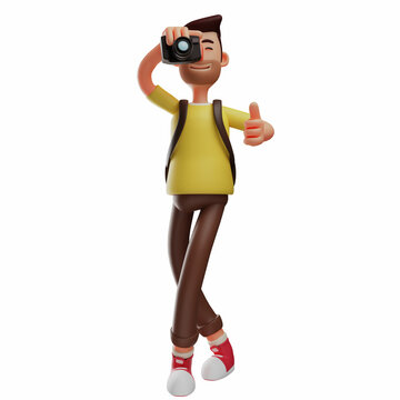 Gorgeous 3D Photographer Cartoon Character with thump up