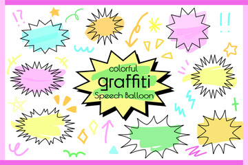 Colorful handwritten simple speech bubble set