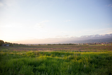 morning mountain view in the village