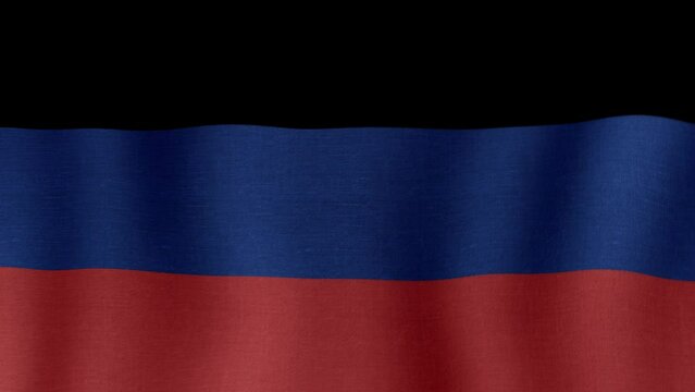 Animation of the national flag of the country of Donetsk People's Republic fluttering in the wind with a fabric texture in 4K