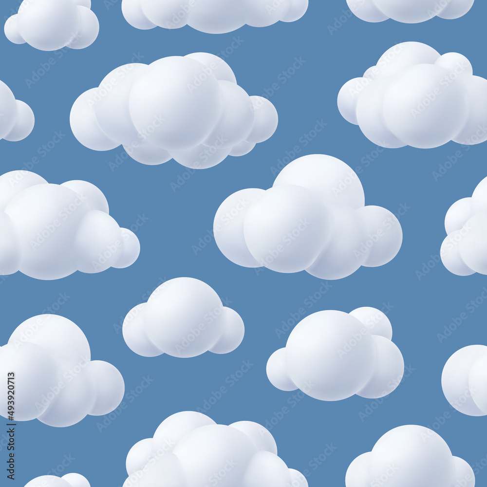 Canvas Prints clouds pattern. fluffy realistic plastic outdoor clouds stylized forms decent vector seamless backgr