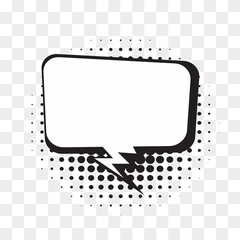 Comic speech bubble isolated on halftone dots background in pop art style.