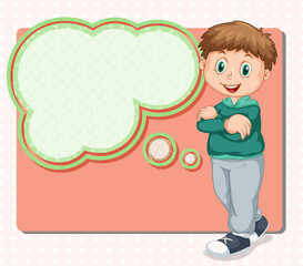 A boy thinking with empty callouts