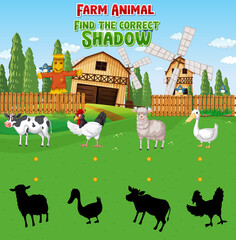 Find the correct shadow with farm animal theme