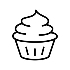 Cake flat line icon. Sweet dessert. Outline sign for mobile concept and web design, store