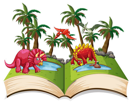 Book of dinosaur in the forest