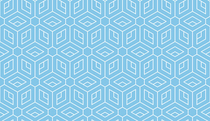 The geometric pattern with lines. Seamless vector background. White and blue texture. Graphic modern pattern. Simple lattice graphic design